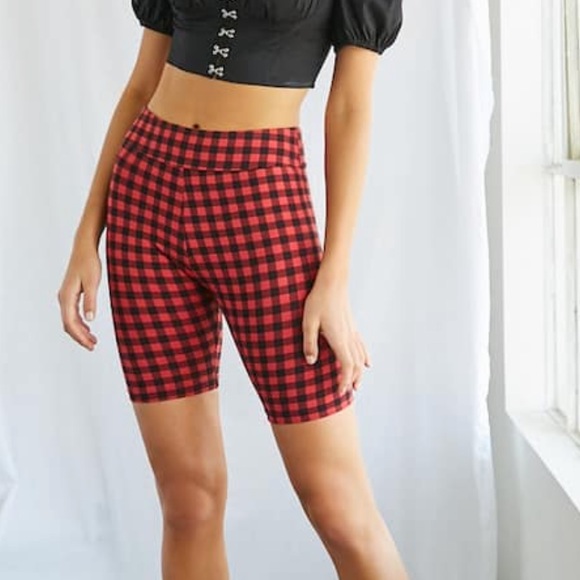 plaid biker shorts